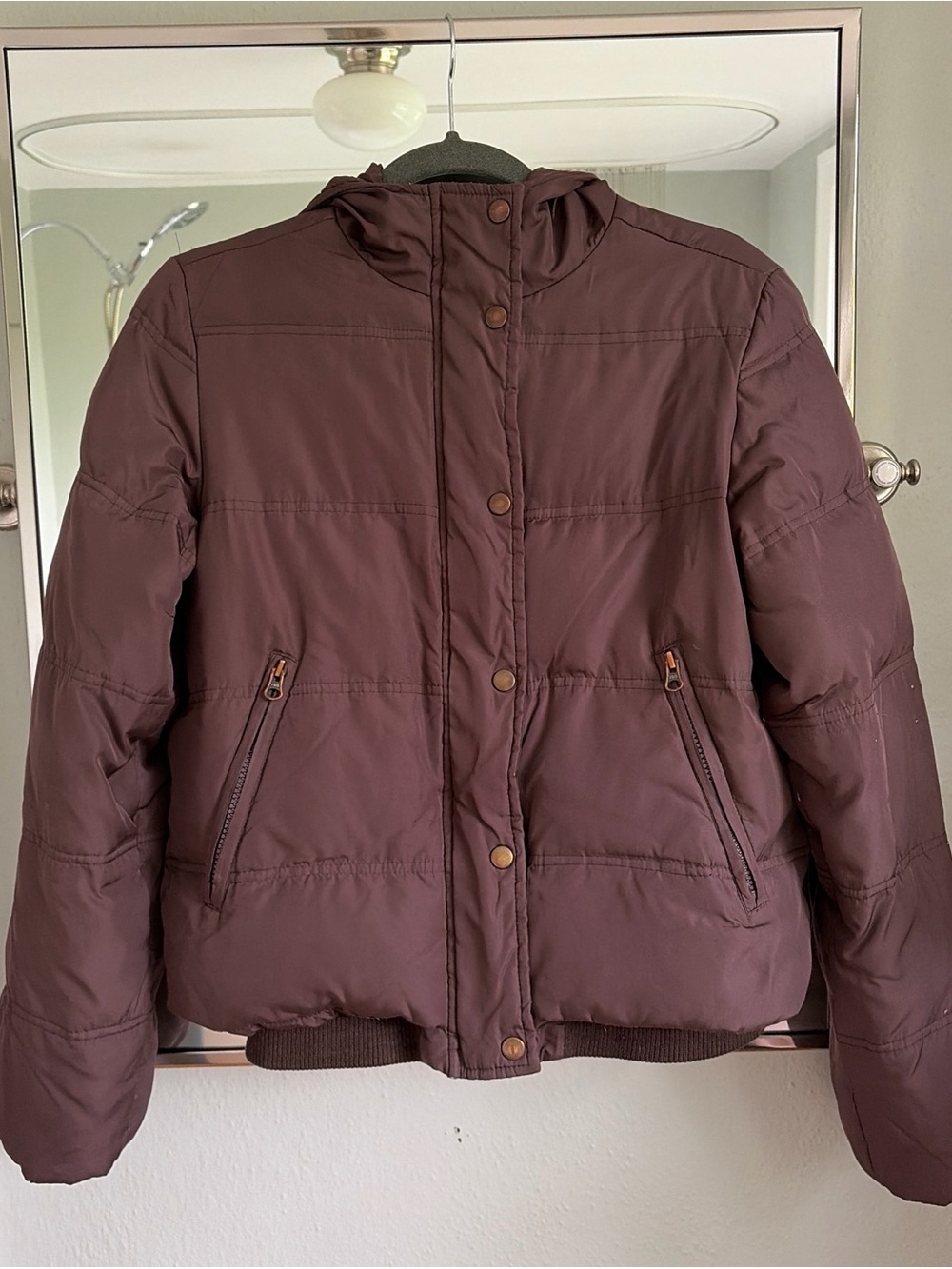 Women's Brown Puffer Jacket with Hood
